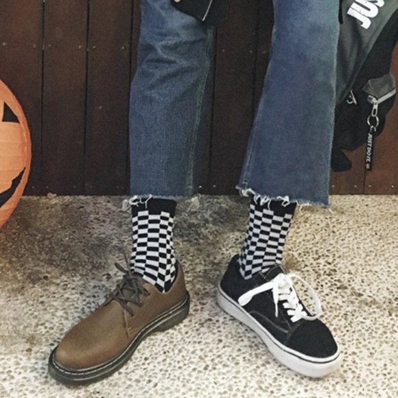 Black White Checkered 80s Vibe Socks - Picture 7 of 8